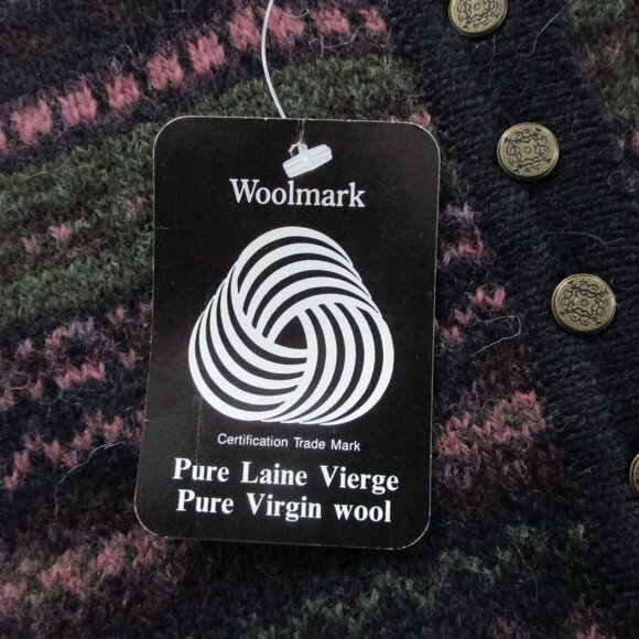 Wool Sweater Tunic Length Henley Neckline Button Front Jewel Tones Scandi Style - Picture 7 of 10